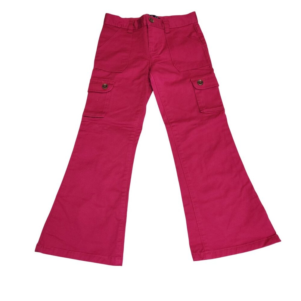 Chaps Girls 6 Flare-Leg Cargo Pants Stretch Cotton Hot Pink New With Tags